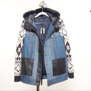 NWT Yigal Azrouel x AQUA Denim Faux Leather Jacket